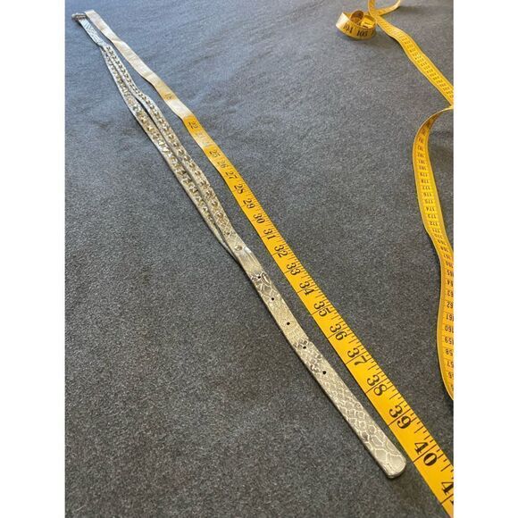 Silver Faux Leather Studded Belt with Rhinestones - Picture 4 of 12